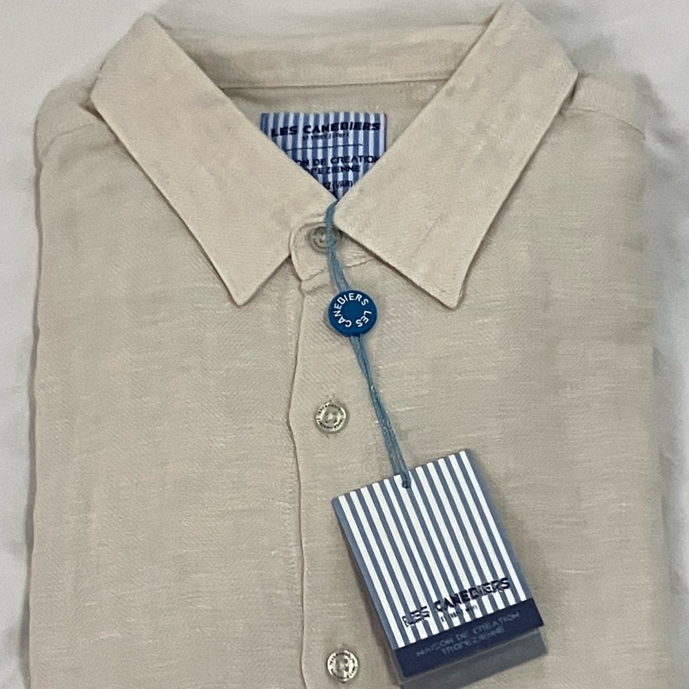 Les Canebiers NWF Men’s Linen Shirt - Sand Lauriers - Picture 1 of 6